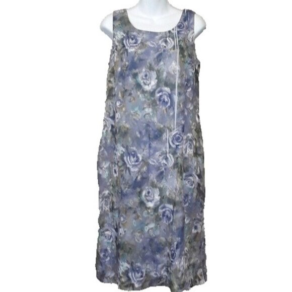 Vintage Miss Dorby Womens Midi Dress Size 12 Purple Floral Sleeveless Cottage - Picture 1 of 5